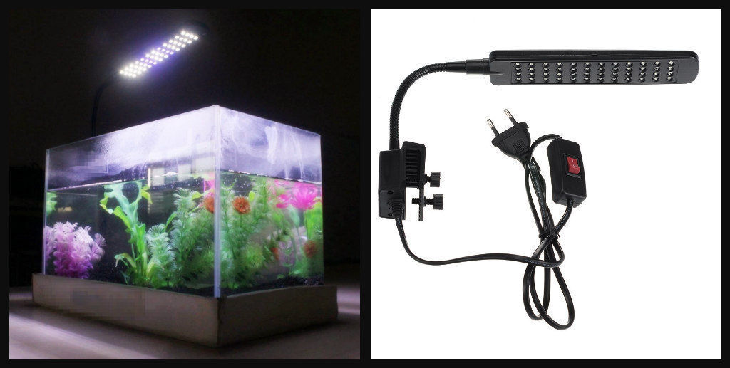 48 LED Aquarium Light Fish Tank Lamp Blue Flexible Clip Colour Lighting Modern