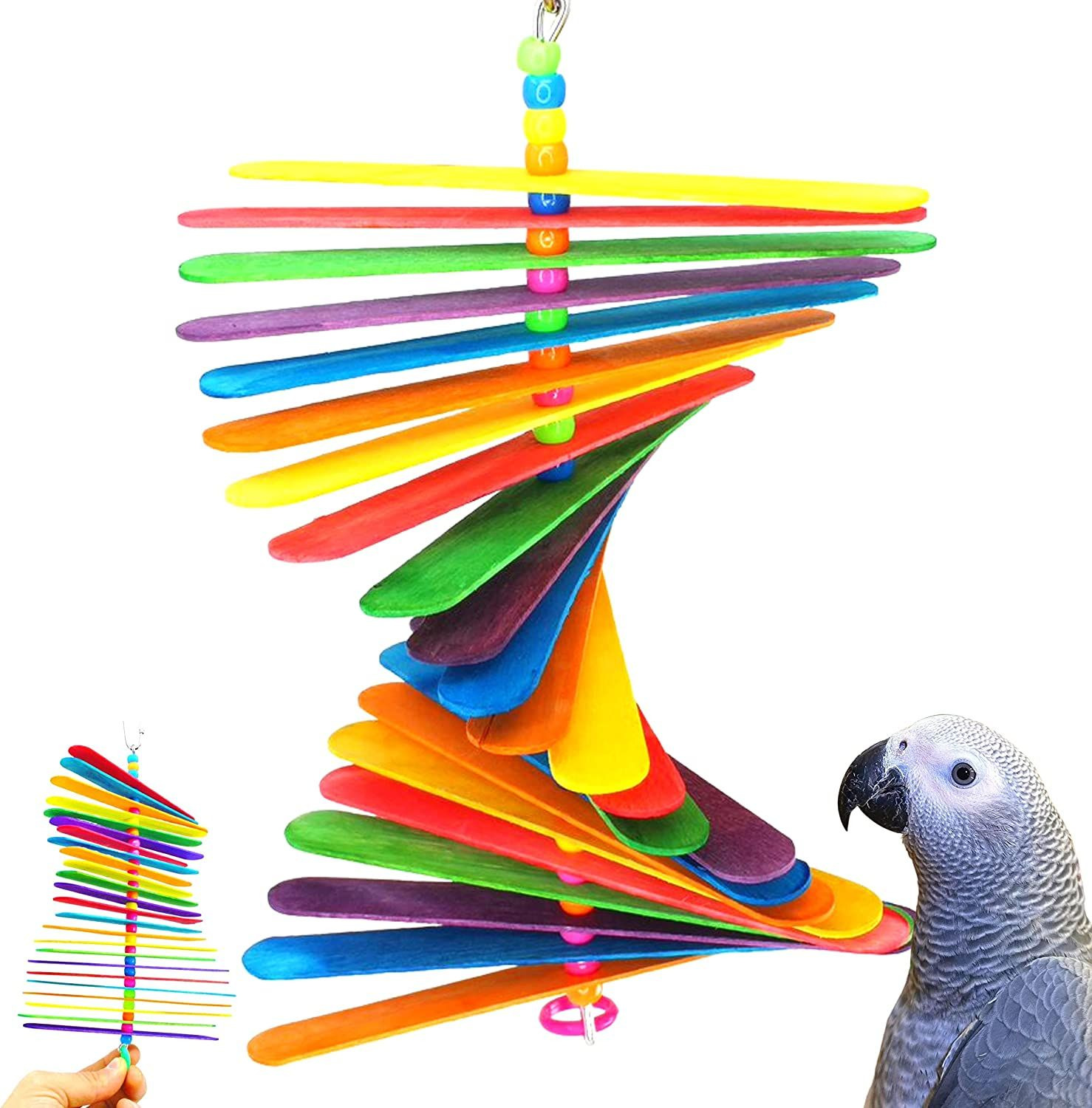 Bonka Bird Toys 867 Big Stick Colorful Wood Chew Beak Parrot Rainbow 