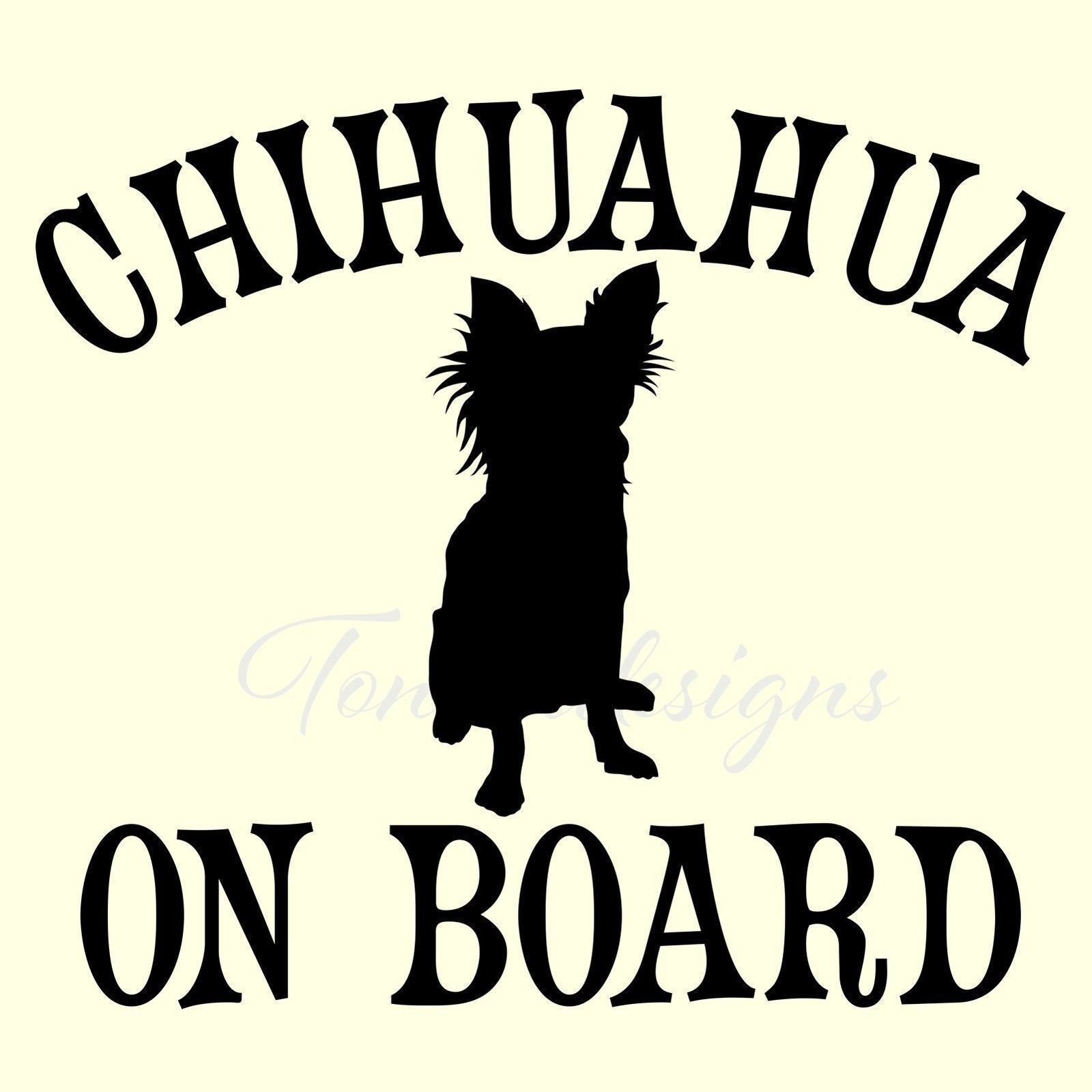 CHIHUAHUA ON BOARD dog vinyl sticker decal for car window or bumper