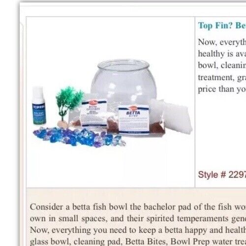 Top Fin Glass Fish Bowl Kit 🐠 Betta Cove RARE Goldfish Food Gift Aquarium Set