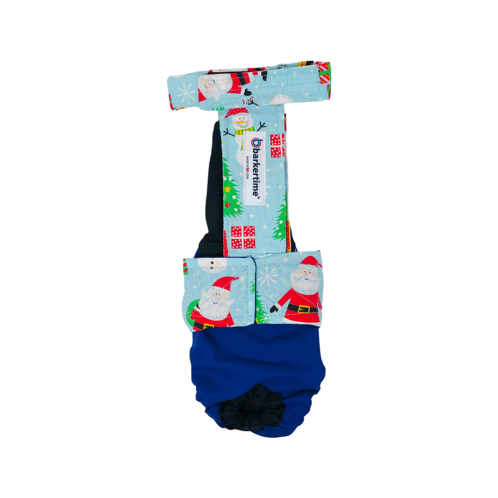 Dog Diaper Overall - Made in USA - Santa Claus with Snowman on Blue Escape-Pr...