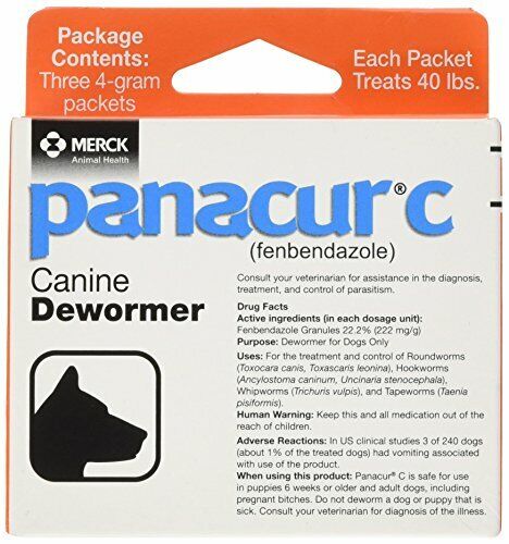 Panacur C Canine Dewormer, 4 Gram 3 Packets