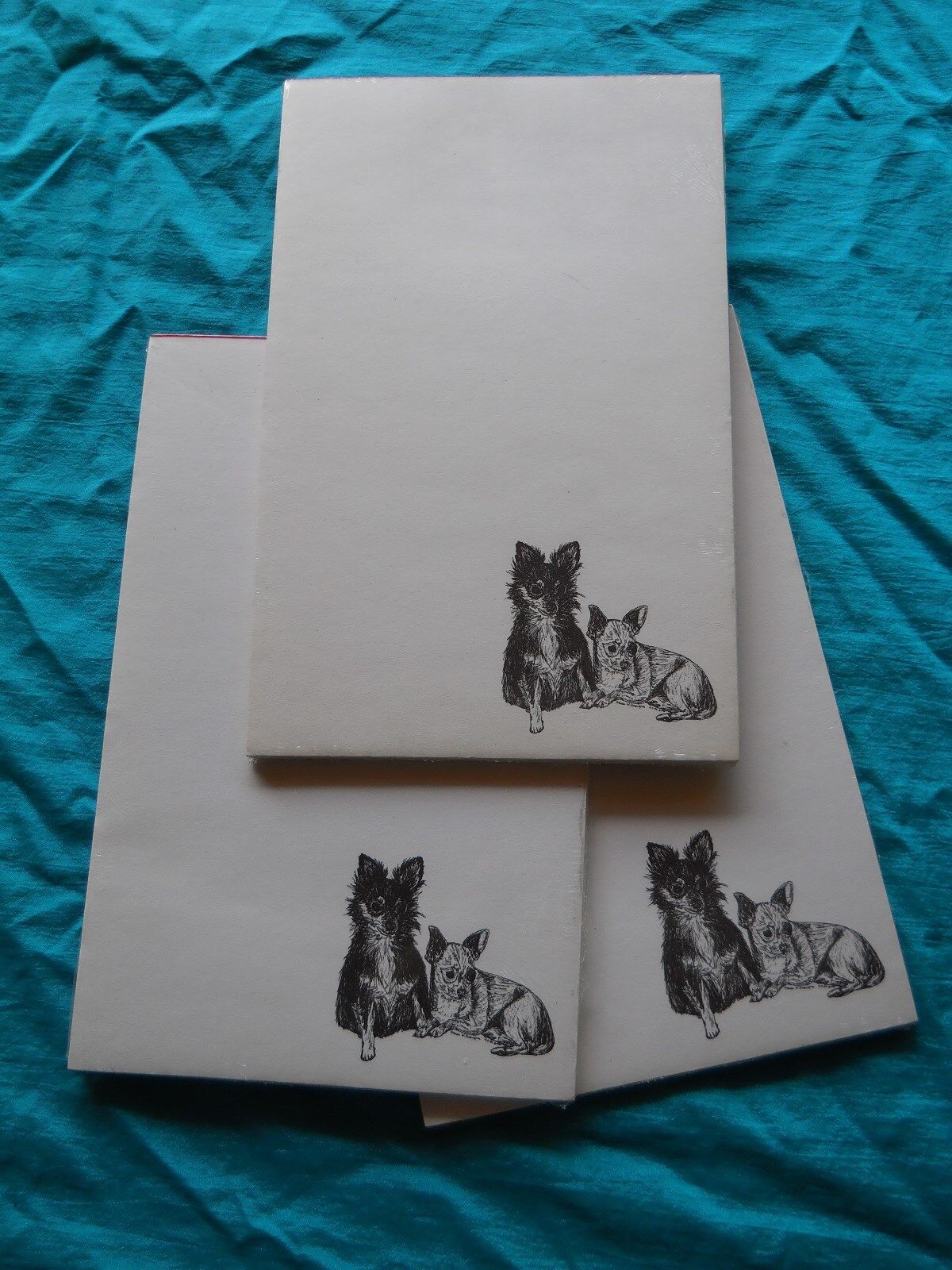 Chihuahua Pair Dog Notepad 50 Sheets 8.5 x 5.5 New Black & White Drawing-3 pads