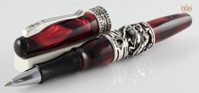 CURTIS SPECIAL EDITION THOROUGHBRED RED WITH STERLING SILVER ROLLER BALL PEN 