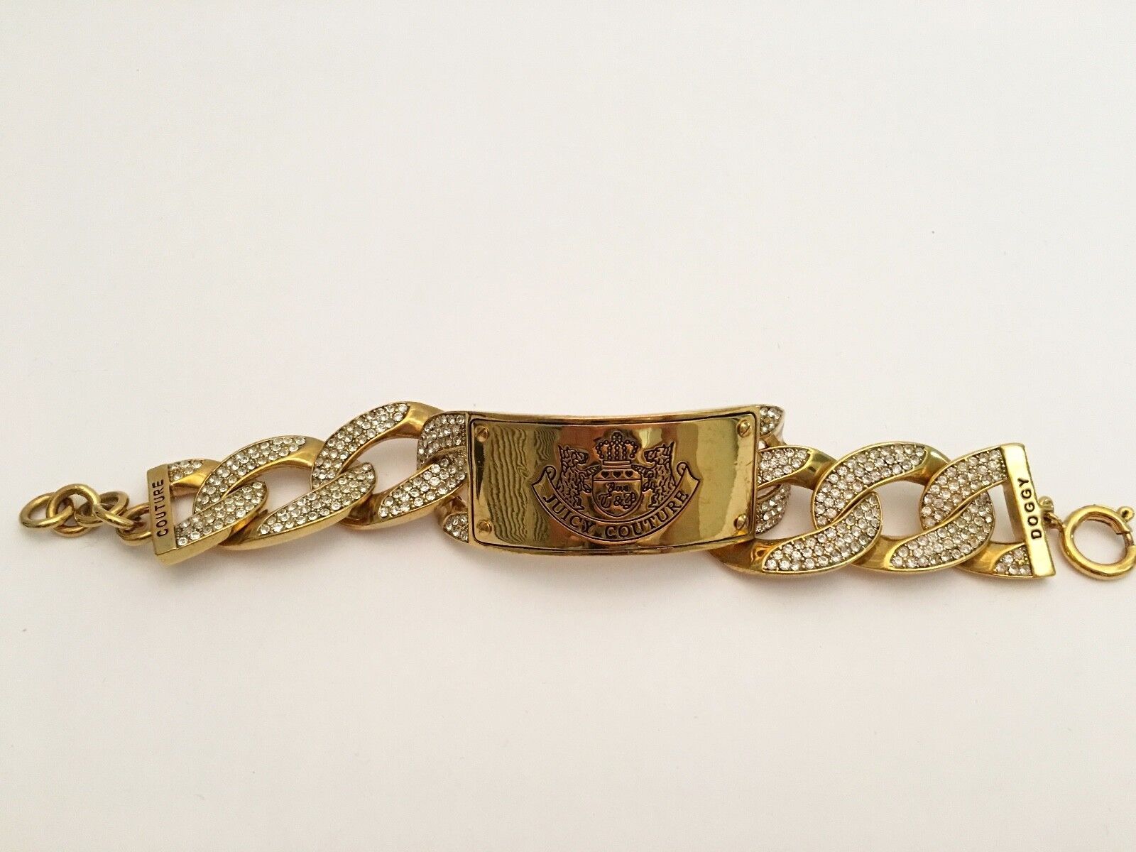 JUICY COUTURE I.D. Bracelet Dog Collar Doggy Couture Gold BLING Rhinestones NEW