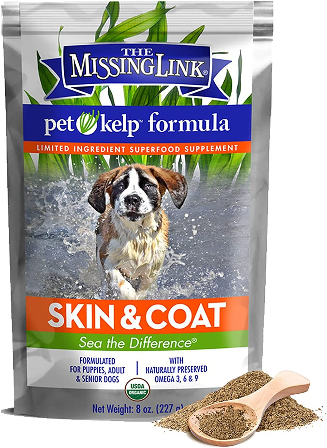 The Missing Link Pet Kelp Skin & Coat Powder Formula, 8 oz, & 