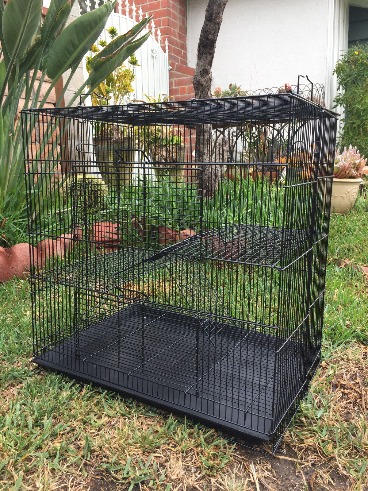 3-Levels Black Chinchilla Guinea Pig Degu Animals Rats Mice Gerbil Ferret Cage 