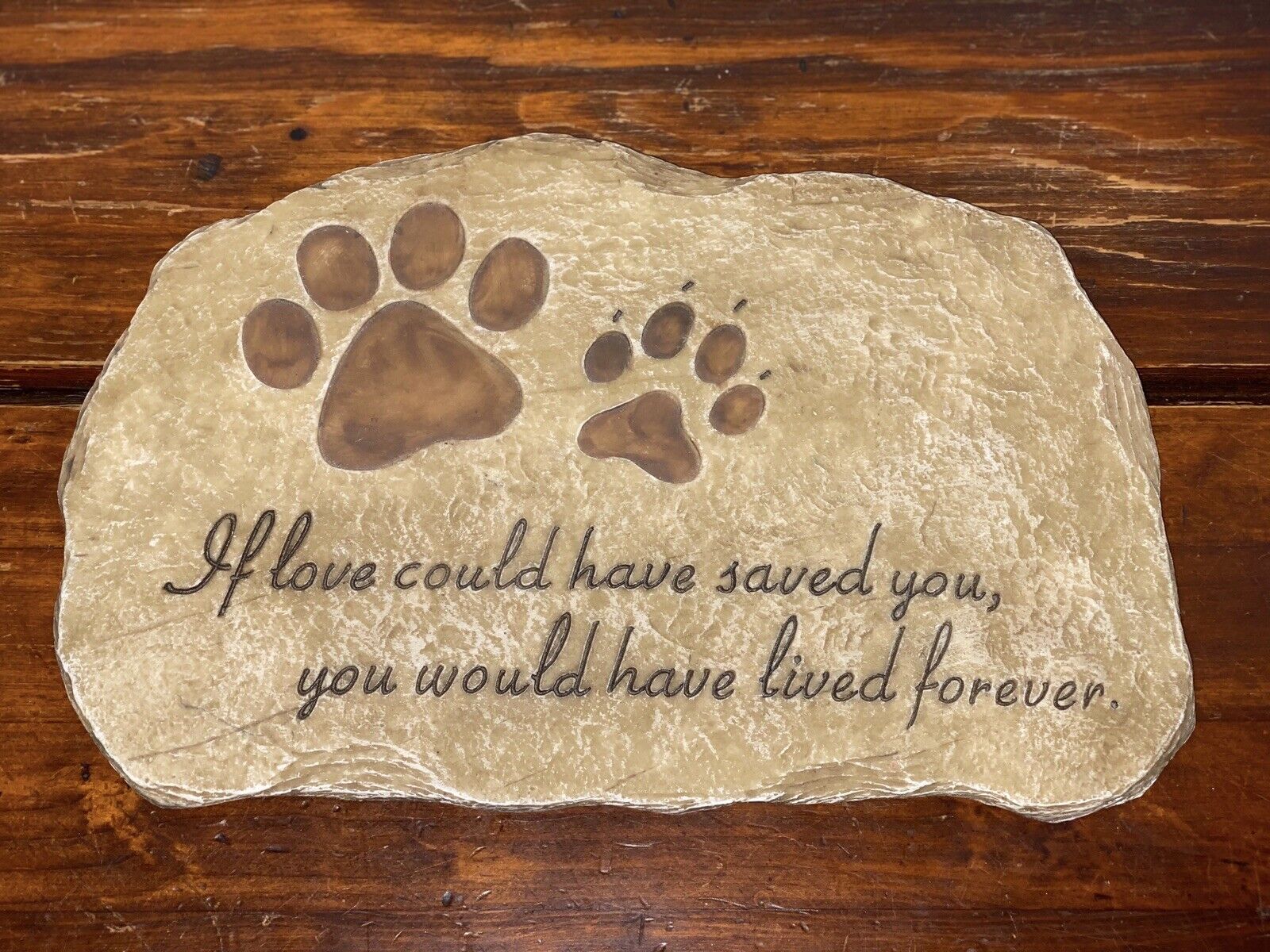 Pet Paw Print Devotion Painted Polystone Plaque Stepping Stone
