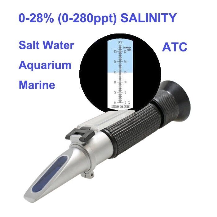 0-28% Salinity Refractometer For Salt Water Aquarium Brine Marine With ATC