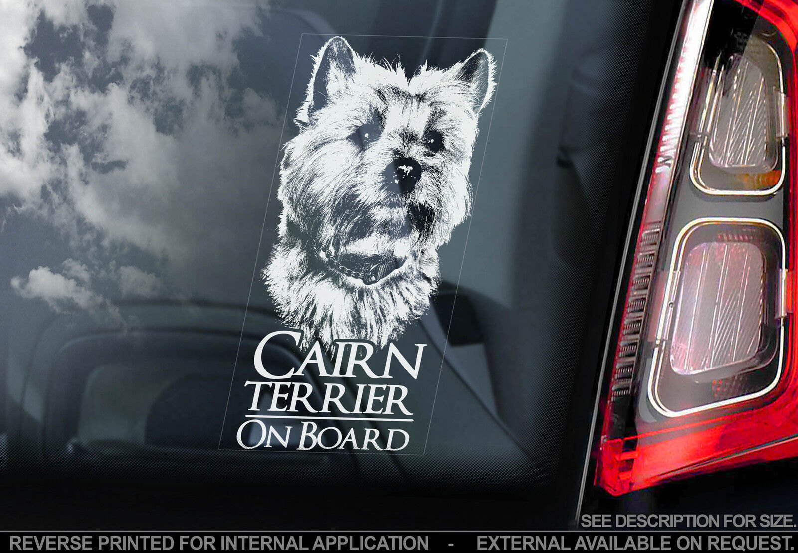Cairn Terrier - Car Window Sticker - Scottish Highland Dog Sign Art Print Gift