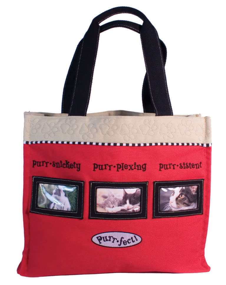 CAT LOVER PRODUCT TOTE LG BAG STRUDY RED NEW NWT DISPLAYS 3 PIXS WINDOWS GIFT   