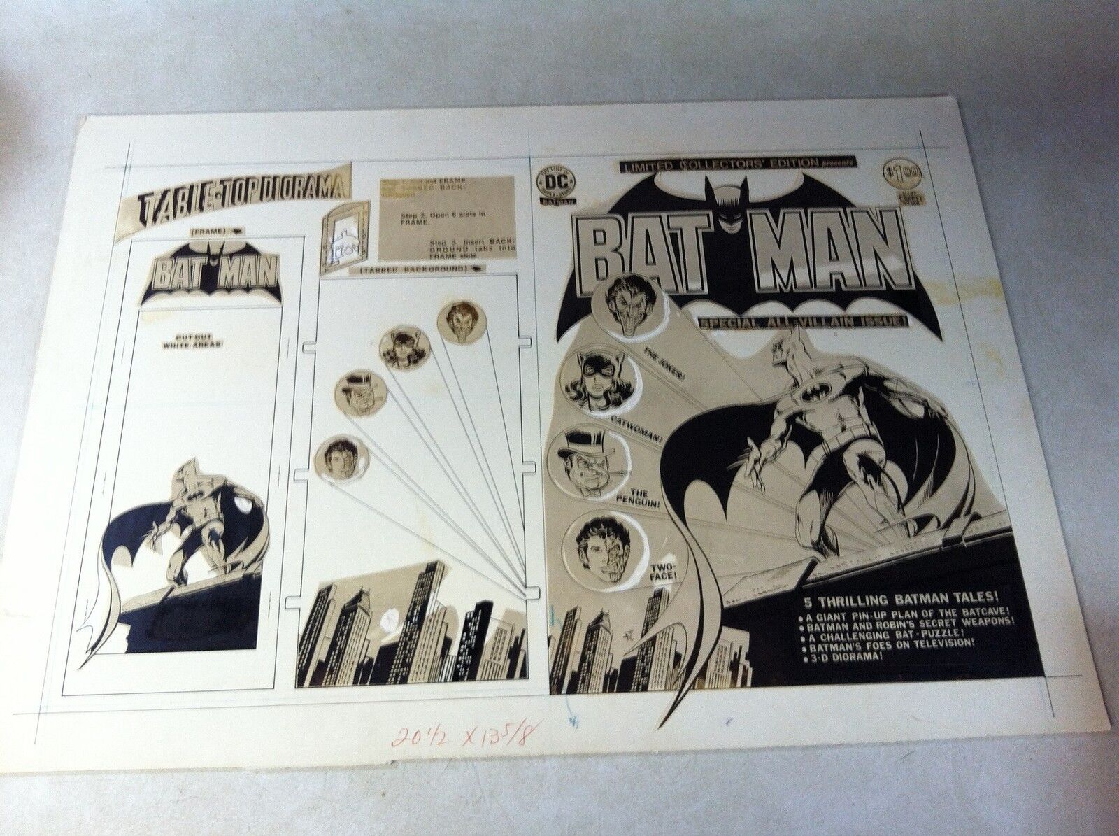 BATMAN TREASURY #37 original cover art, APARO, 1975, joker, catwoman, penquin