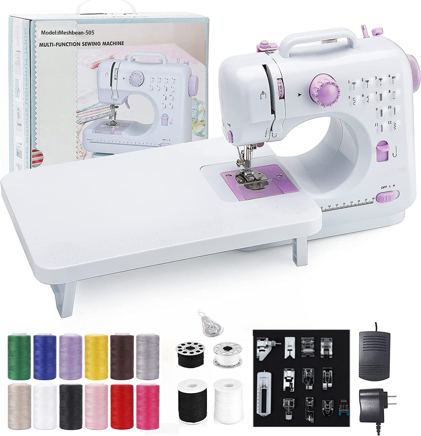 Portable Sewing Machine,Free-Arm Sewing Machine w/Expansion Platform 12 Stitche