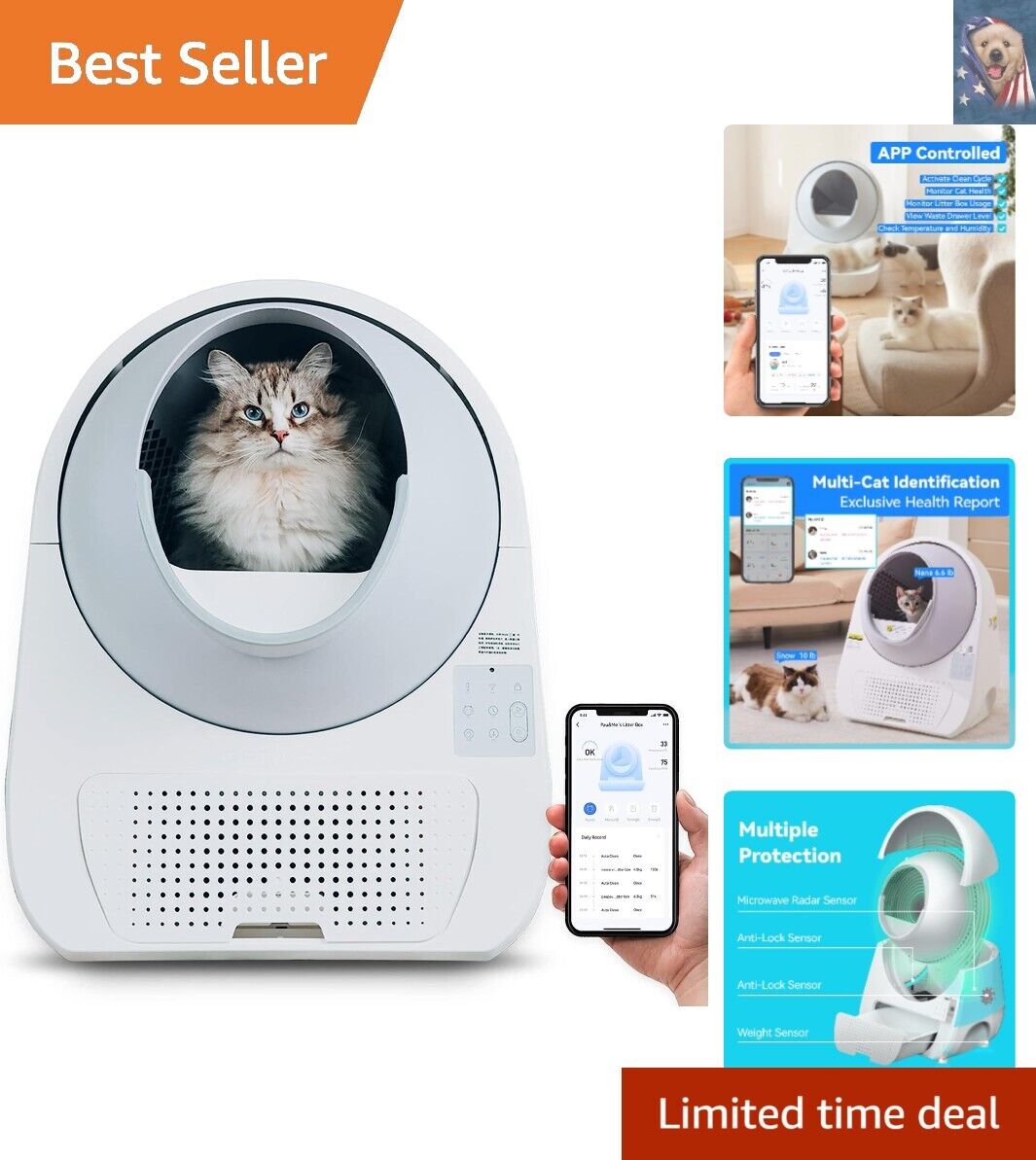 Self Cleaning Cat Litter Box - APP Control, Odor Control, Health Monitoring