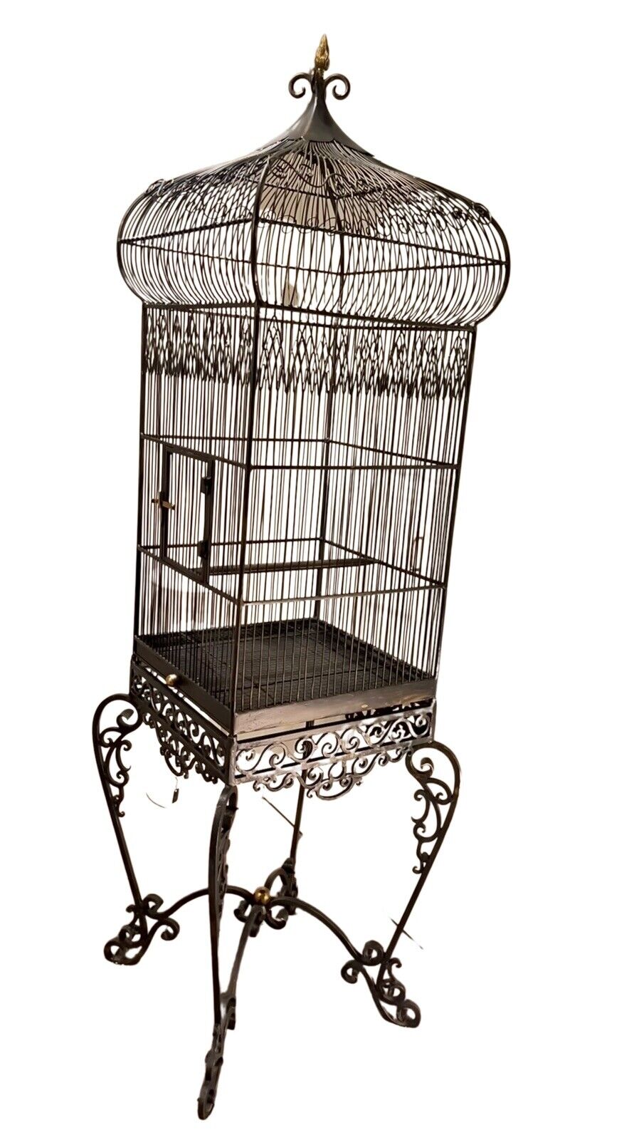 Majestic HEAVY Victorian Wrought Iron Birdcage By MAITLAND SMITH - 73”X21”X18”
