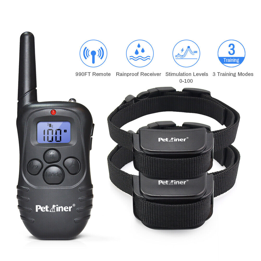 Petrainer Dog Training Shock Collar with Remote Rechargeable E-Collar for 2 Dogs