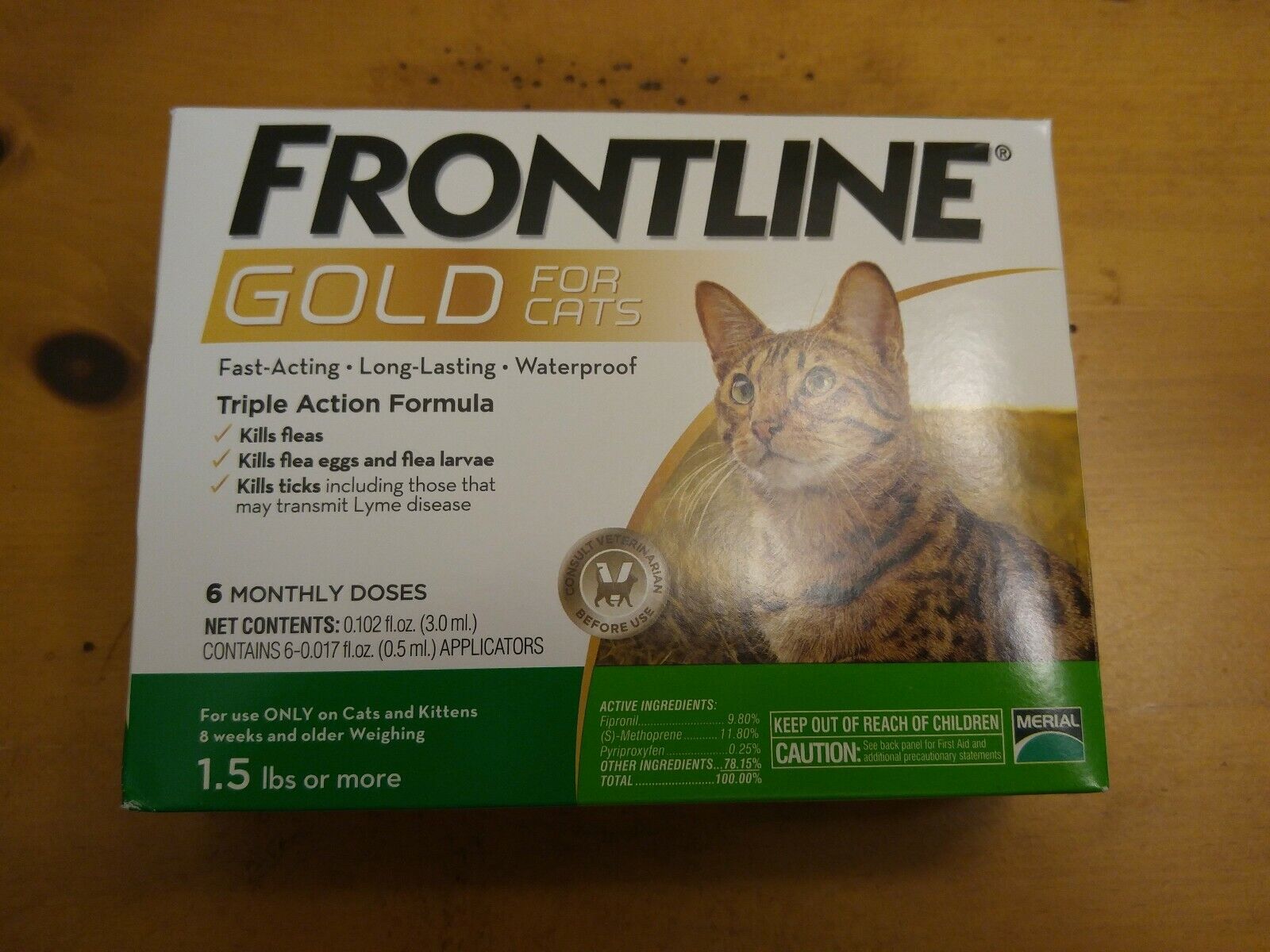 FRONTLINE GOLD FOR CATS AND KITTENS OVER 1.5 LBS 6 DOSES PLUS   