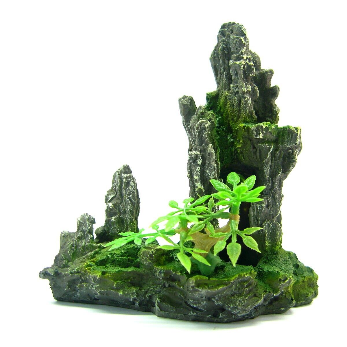 Mountain Aquarium Ornament tree - Rock Cave stone HIDE bonsai decoration decor