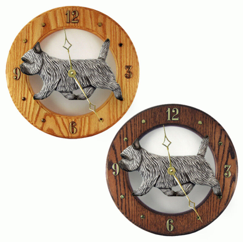 Cairn Terrier Wood Clock Light Grey