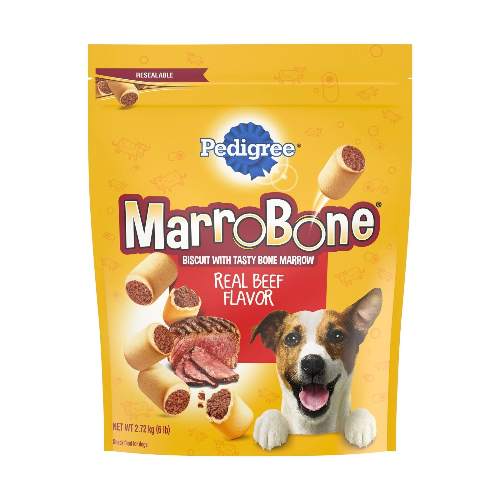 Pedigree Marrobone Meaty Dogs Treats Biscuits Bone Marrow Beef Flavor 6 Lbs 1Pck