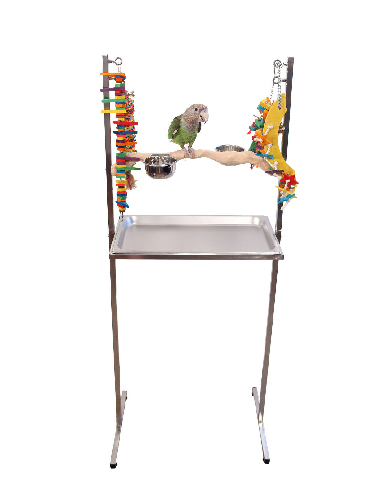 Medium Stainless Steel Parrot Play Stand - For Amazon, African Grey, Cape Parrot