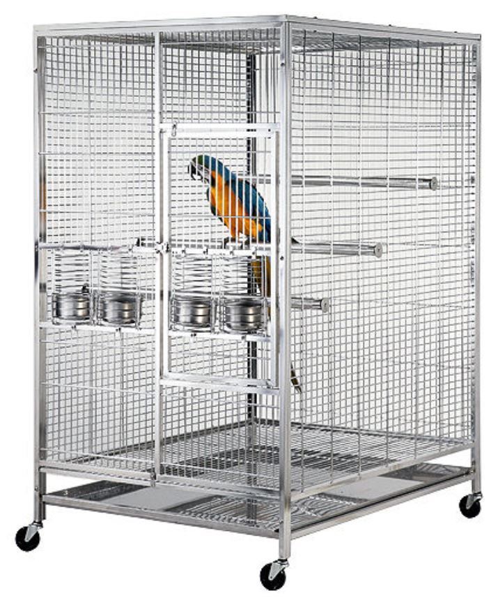 Large 304 Stainless Steel Parrot Macaw Bird Cage w/ Perch Indoor / Outdoor