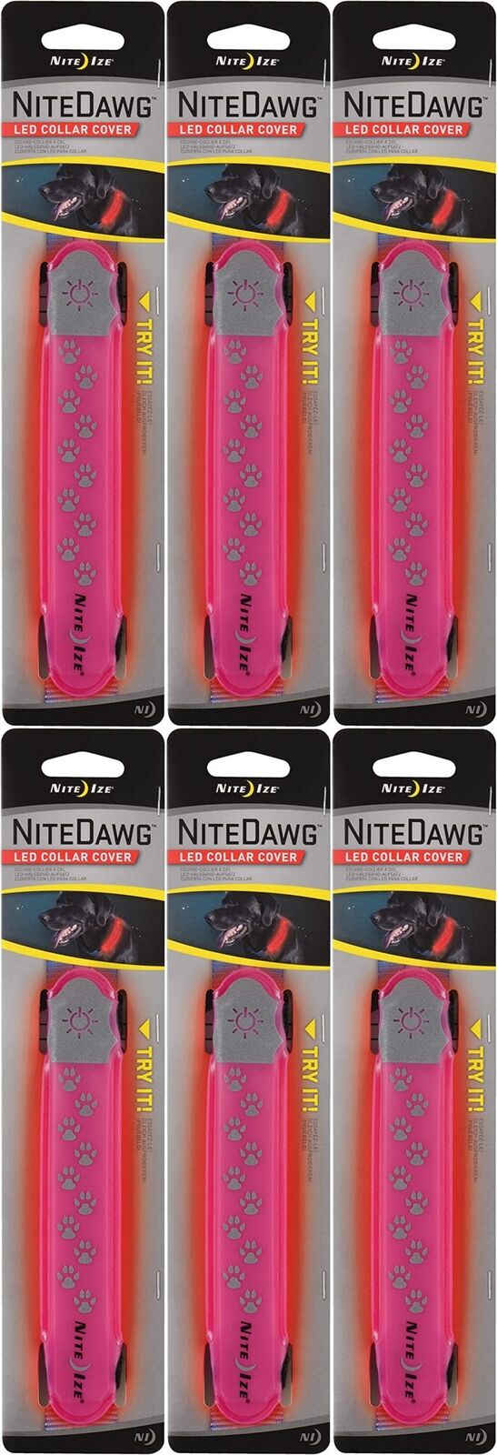 Nite Ize NiteDog LED Collar Cover - Pink (6-Pack)