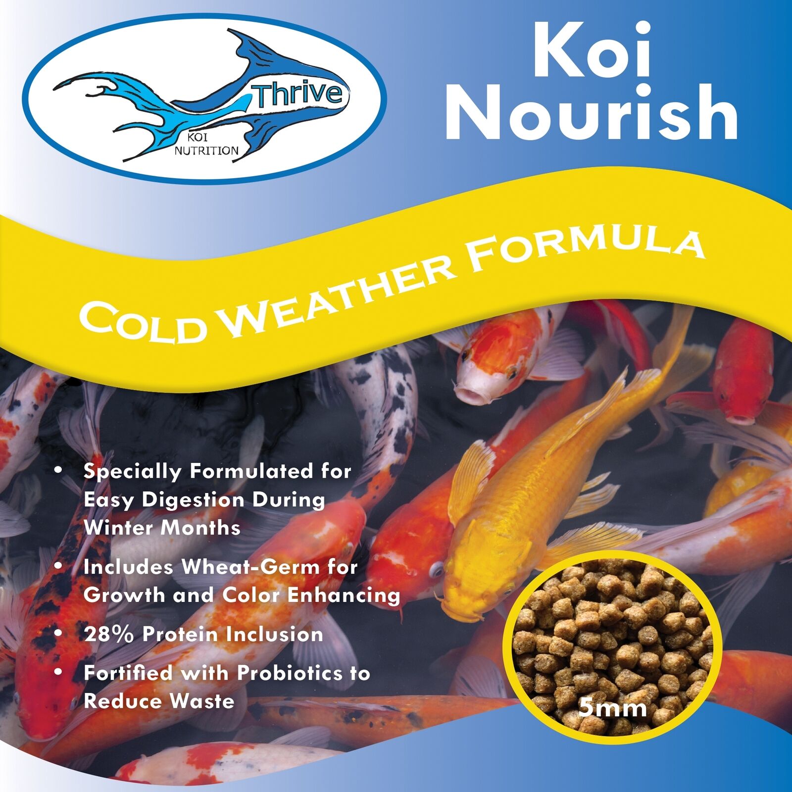 Thrive Koi Nourish Cool Water Diet Koi Fish Food With Wheat Germ - 250lb box