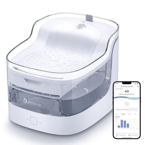 2L Cat Water Fountain Smart App Control,8 Layers Filtration Automatic White
