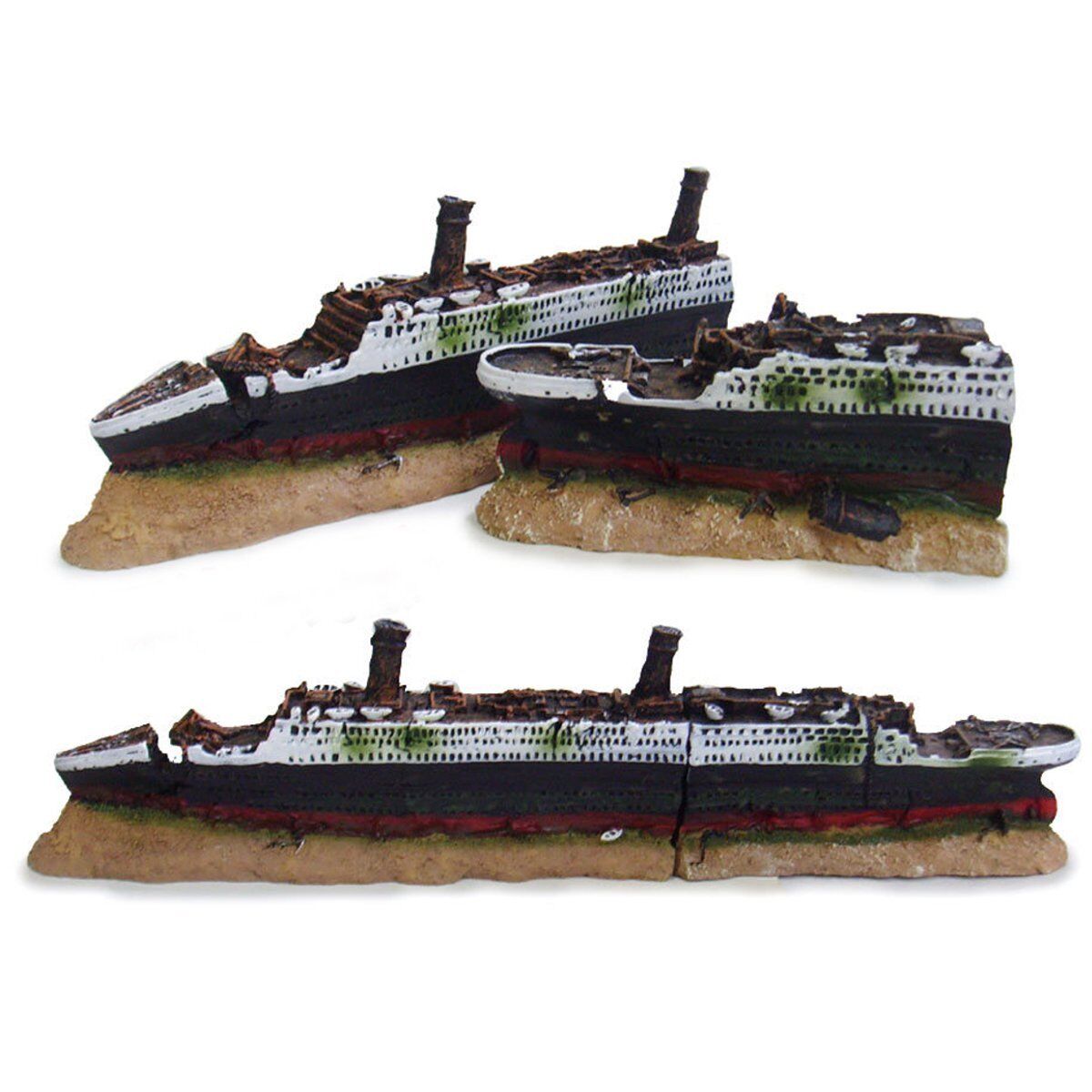 40cm Boat Ship Wreck Shipwreck Aquarium Fish Tank Ornament Hiding Cave Decor US