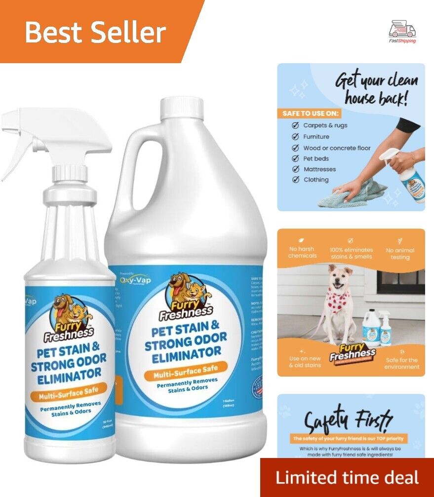 Extra Strength Pet Stain & Odor Remover - Removes Urine & Blood Stains - 32oz...