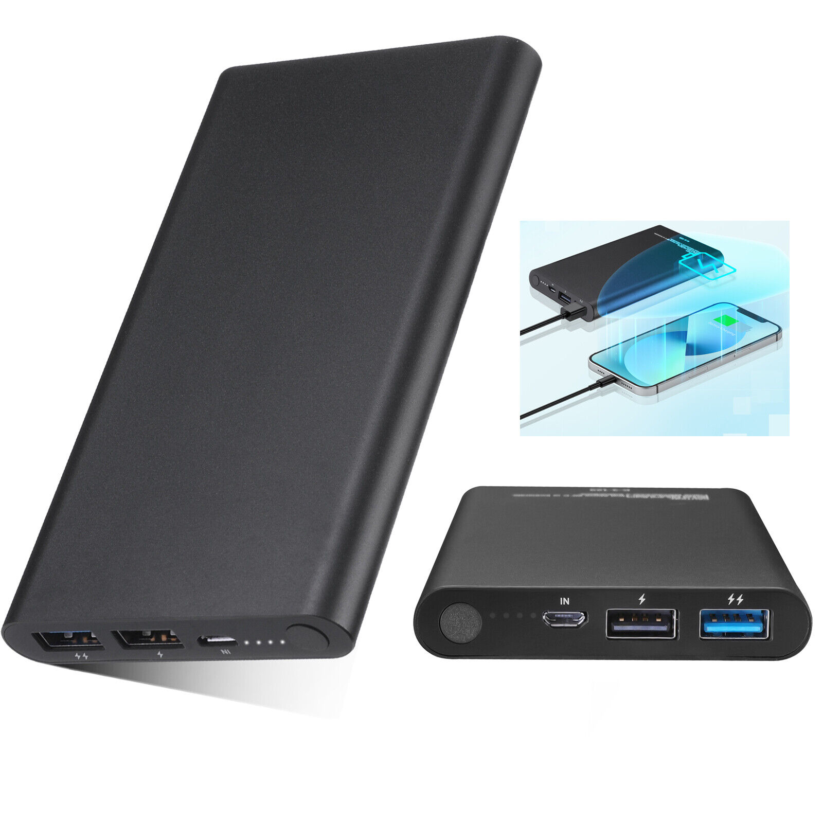AWAY Power Bank 10000mah Dual USB Aluminum Portable Charger for Phone Tablets