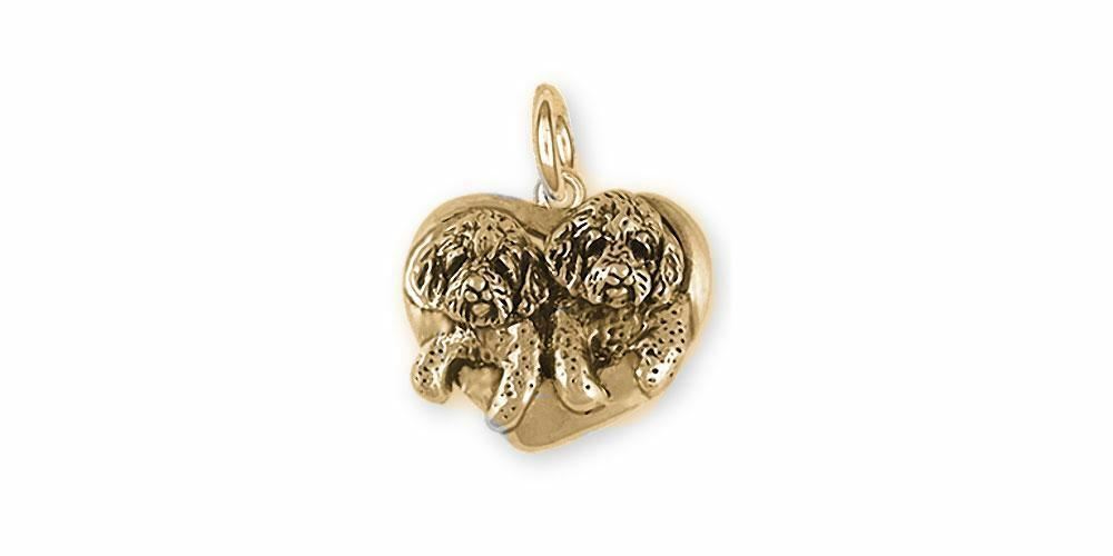 Double Goldendoodle Jewelry 14k Gold Double Goldendoodle Charm Handmade Dog Jewe
