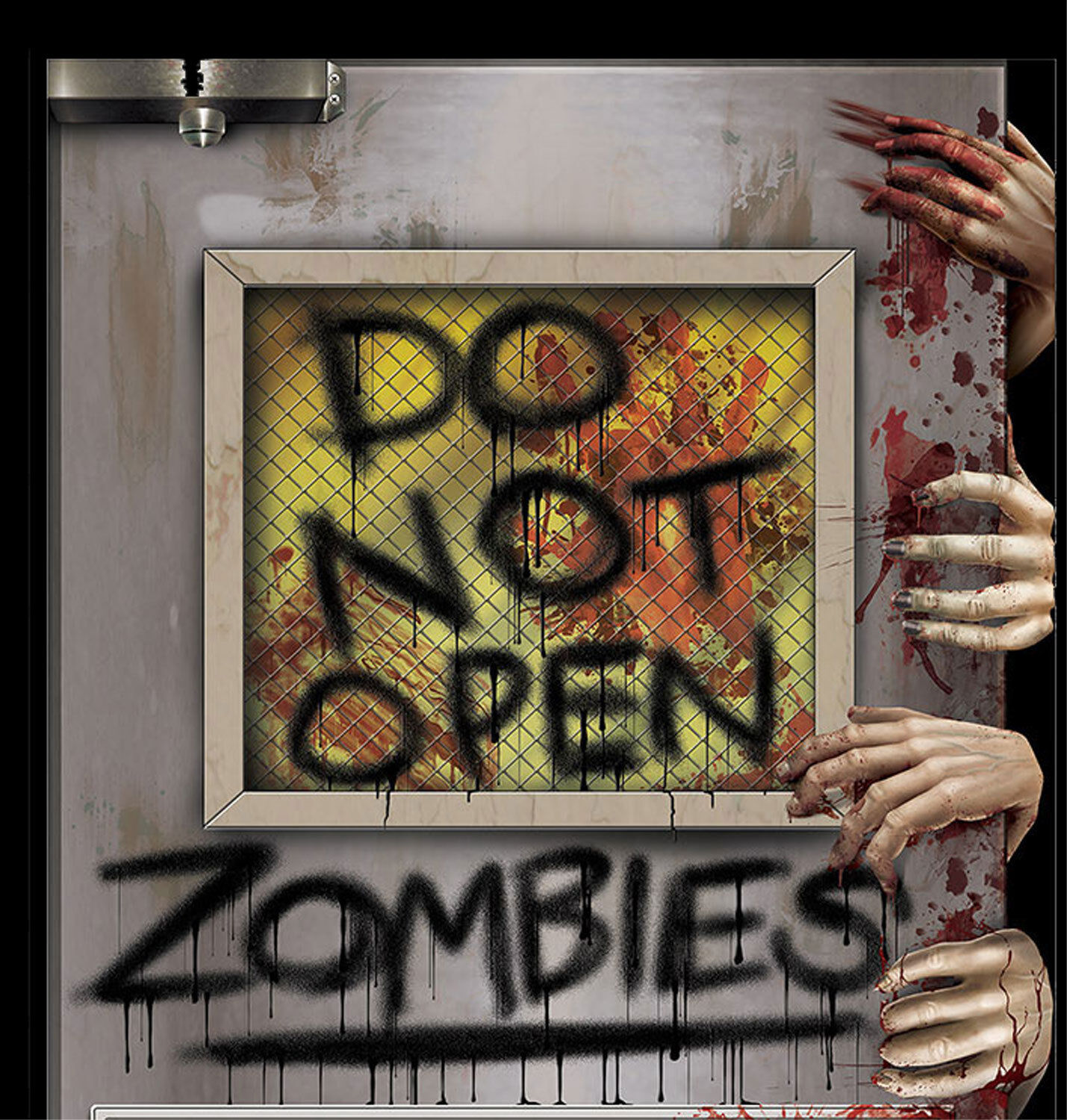 New-Do Not Open-ZOMBIE ATTACK LABORATORY DOOR COVER MURAL Horror Prop Decoration