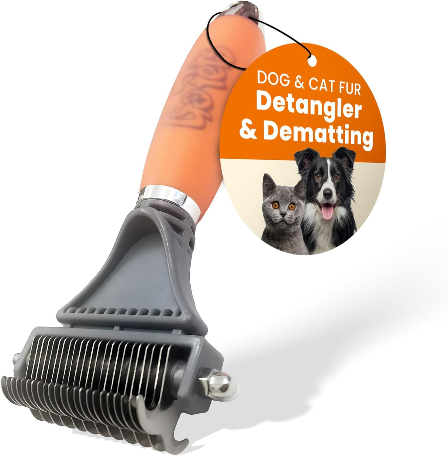 2-Sided Dematting Comb - Grooming Rake, Deshedding Undercoat Brush for Cats