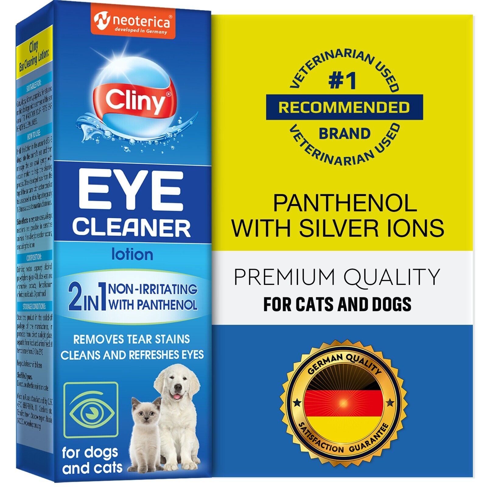 Premium Eye Cleaner for Dogs & Cats - Natural Gentle Eye Infection Treatment