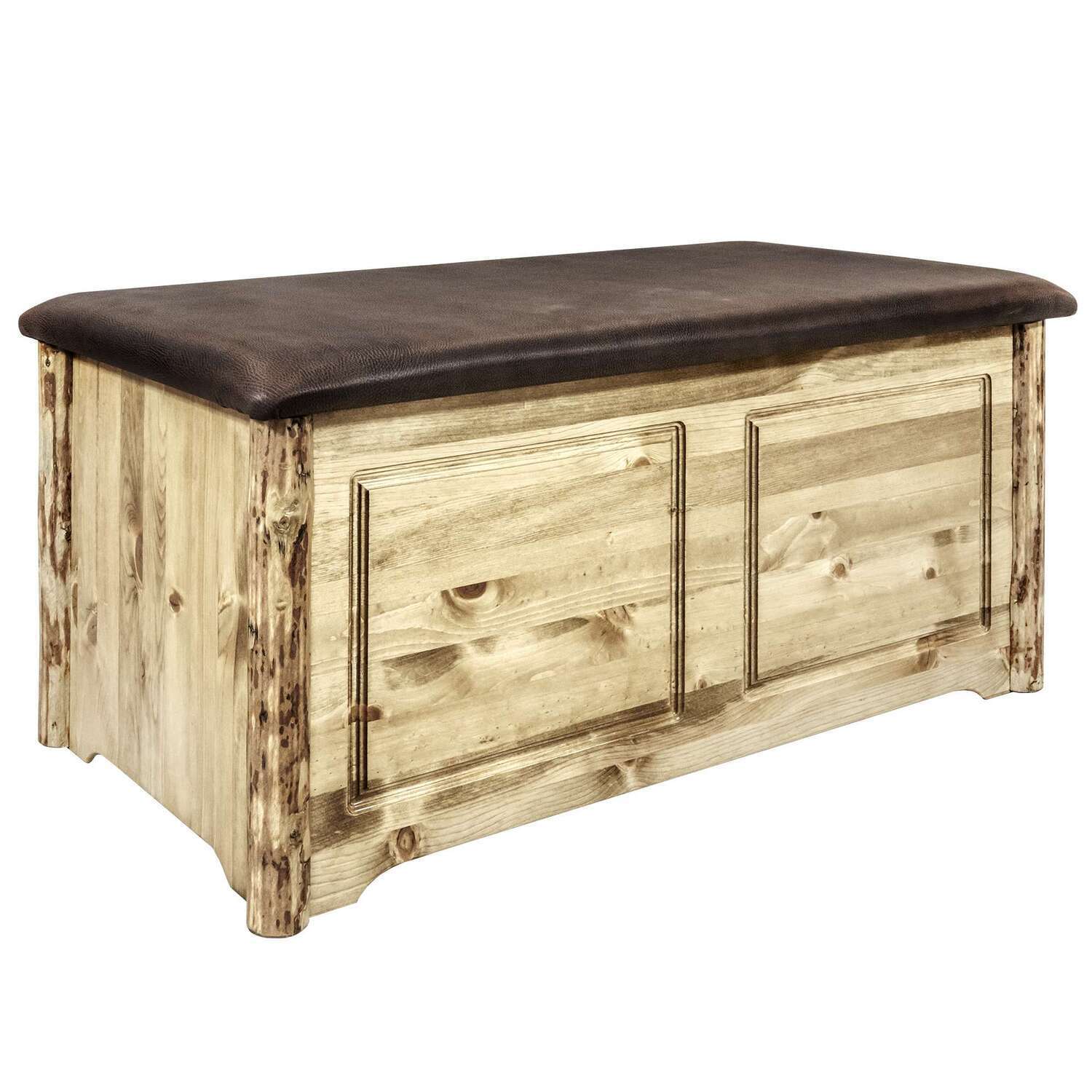 Glacier Country Collection Small Blanket Chest, Saddle Upholstery