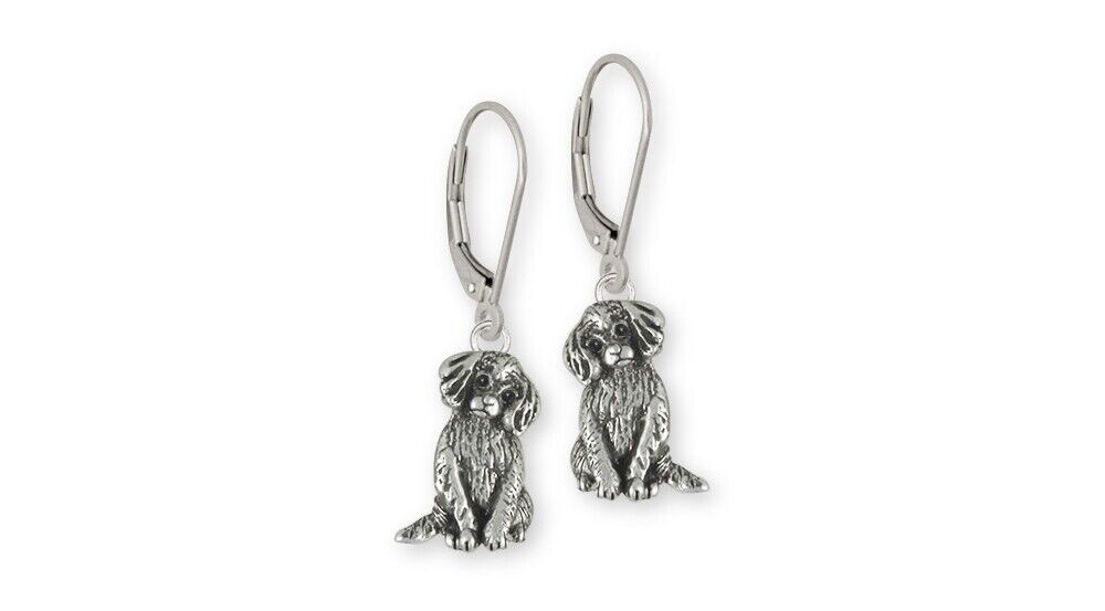 Cavalier King Charles Spaniel Puppy Earrings Jewelry Sterling Silver Handmade Do