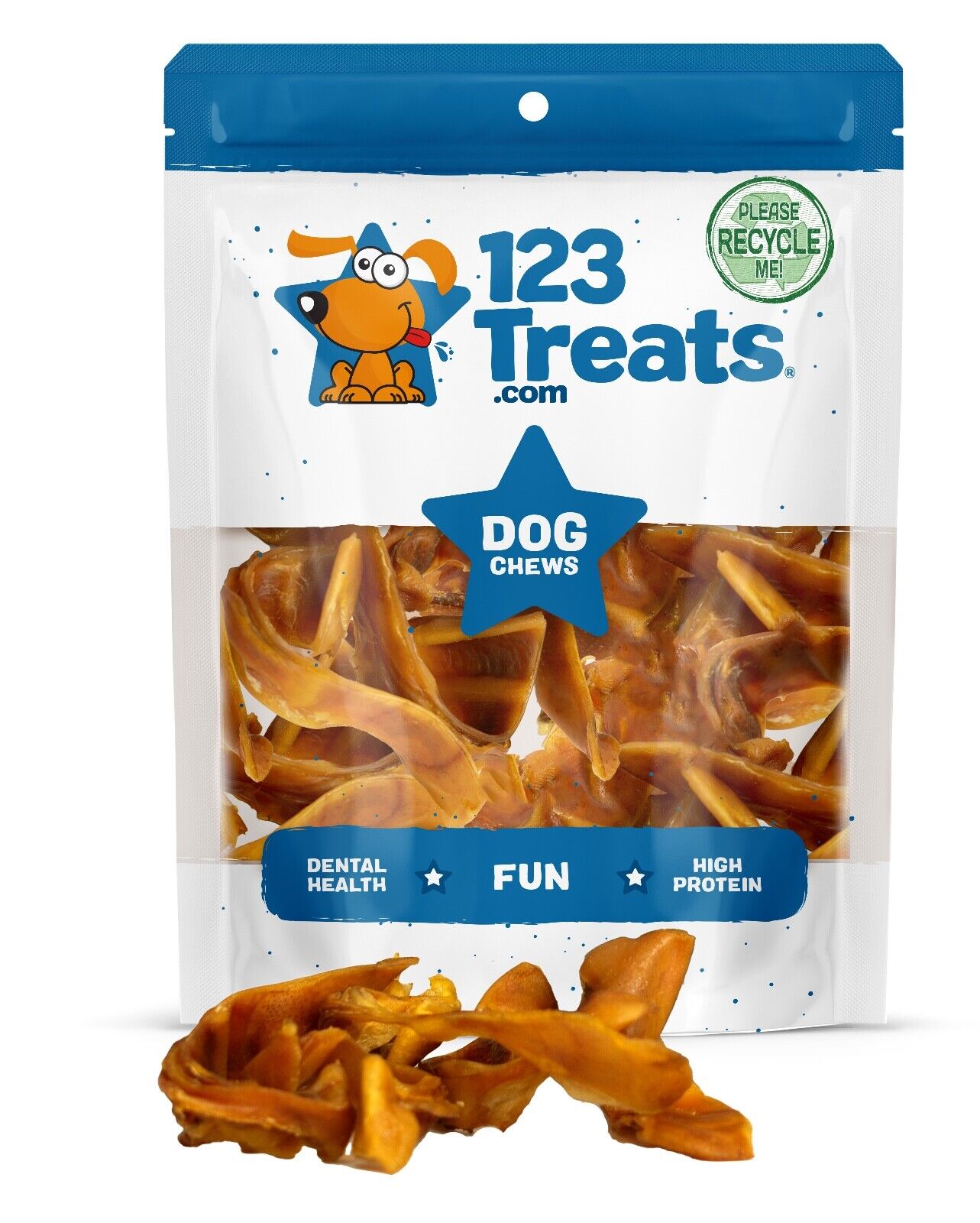 Pig chews strips - All natural pork treats for dogs by 123 Treats