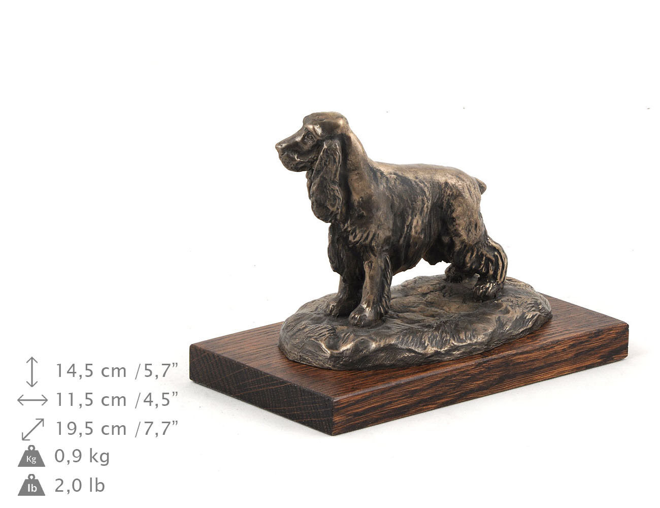 English Cocker Spaniel,dog bust/statue on wooden base,ArtDog Limited Edition,USA