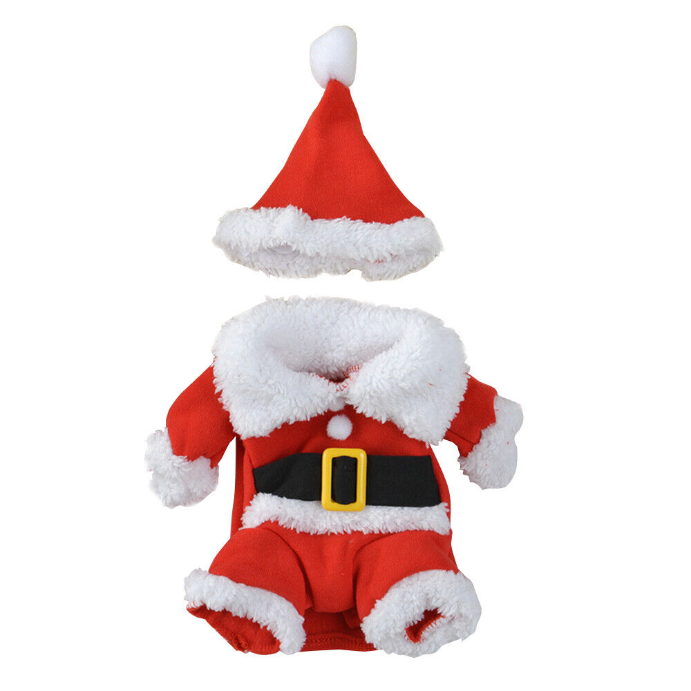 Pet Christmas Santa Claus Costume Dog Cat Suit with Cap Warm Coat Animal HOT