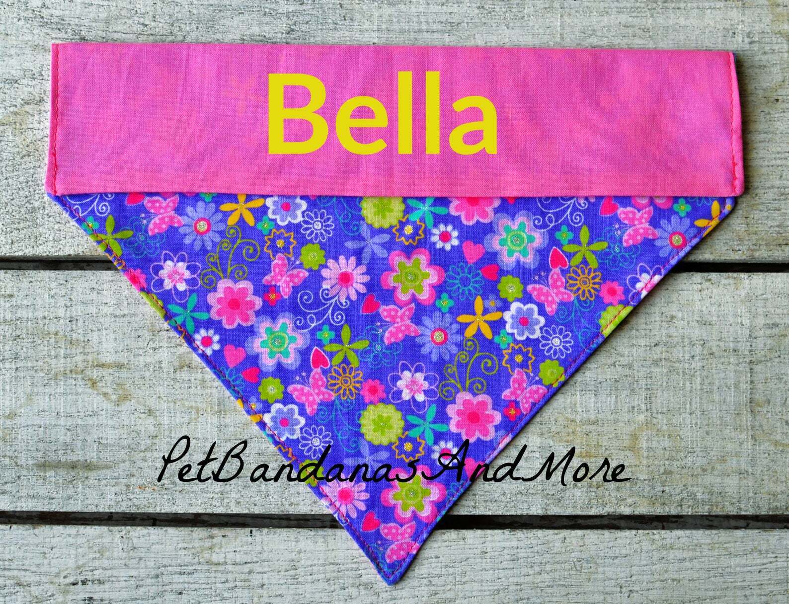 Personalized Dog Bandana Flower Summer Floral Daisy Retro Over The Collar XS-XL