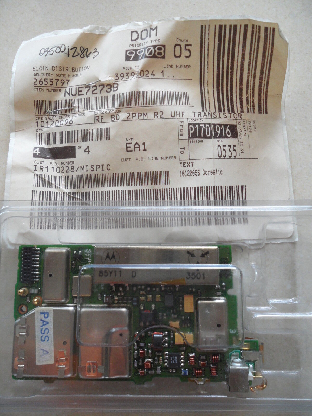 Motorola RF BD 2 PPM R2 UHF TRANSISTOR Transceiver Board P/N NUE7273B