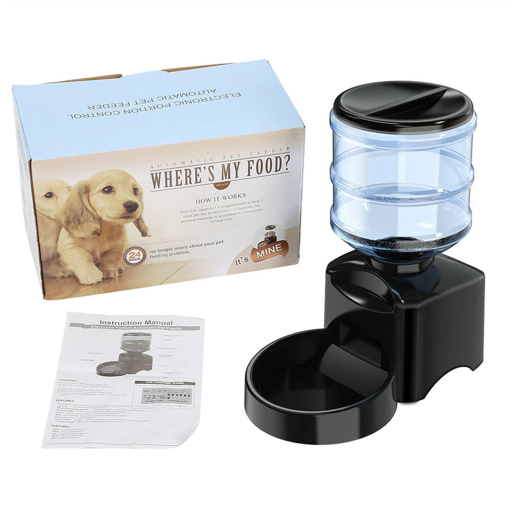 NNEDSZ 5.5L Automatic Pet Feeder Cat Dog Smart Food Dispenser Self Feeding Meal