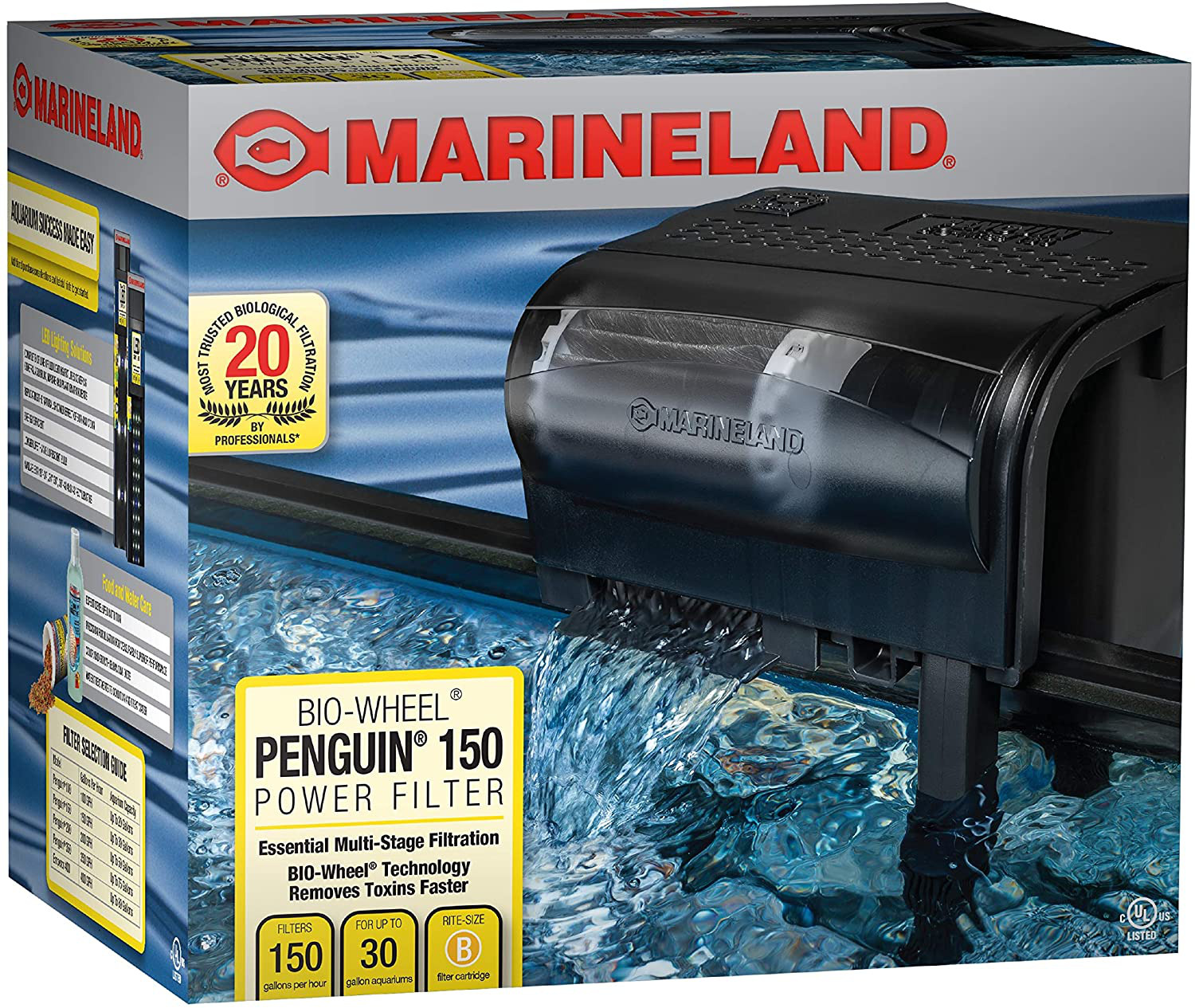 Aquarium Power Filter for Fish Tank 20-30 Gallon 50 GPH
