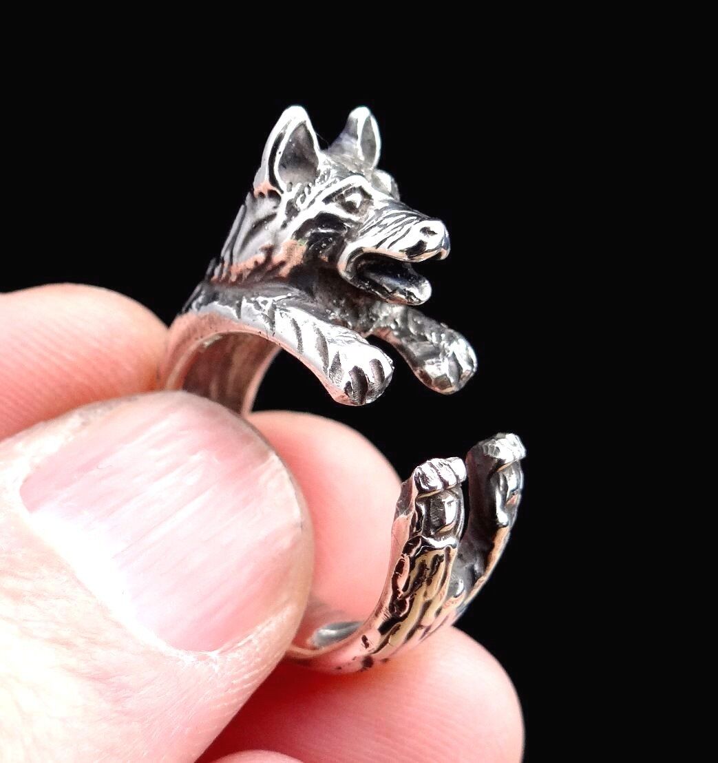 German Shepherd Ring, Sterling Silver Ring, Animal Ring, Dog Ring, For Pet Lover