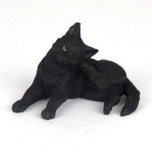 Black Cat - Rear Foot Scratching Ear - Figurine Miniature 3\