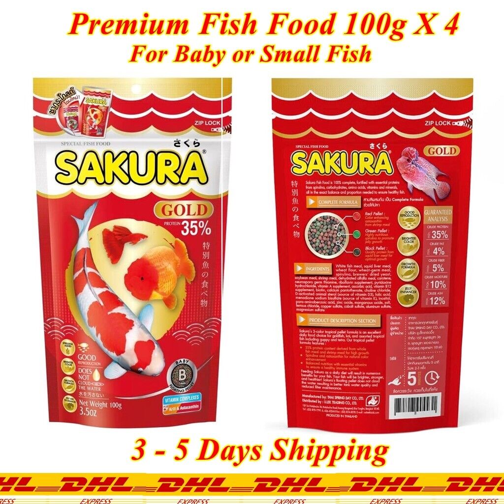 4X 100g Premium Gold Fish Food Baby Small 1 mm Koi Carp Guppy  Astaxanthin 