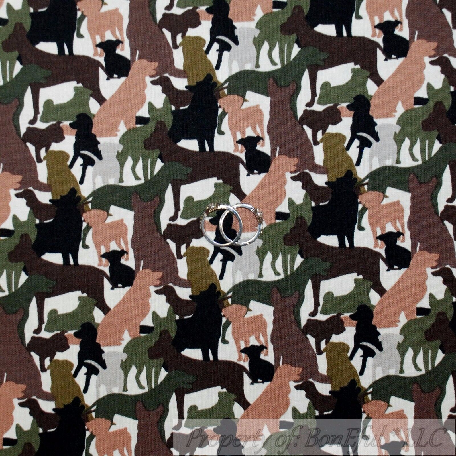 BonEful FABRIC Cotton Quilt Dog 911 Hero K9 Cop Military Camouflage USA NR SCRAP