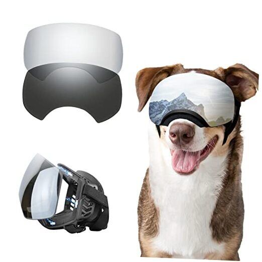  Dog Goggles Large Breed Anti-UV Dog Sunglasses for Large-Medium Black/Two Lens